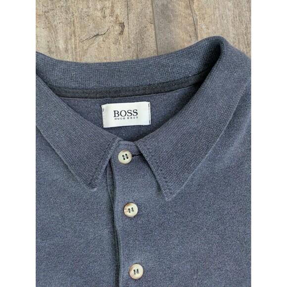 Boss Hugo Boss Men's XXL Collared Pullover Long Sleeve 13 Button Blue - Picture 3 of 6